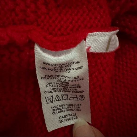 Loft red heart print bateau neck sweater balloon long sleeve cotton blend Sz XS - Picture 8 of 8